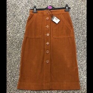 Corduroy button down midi skirt